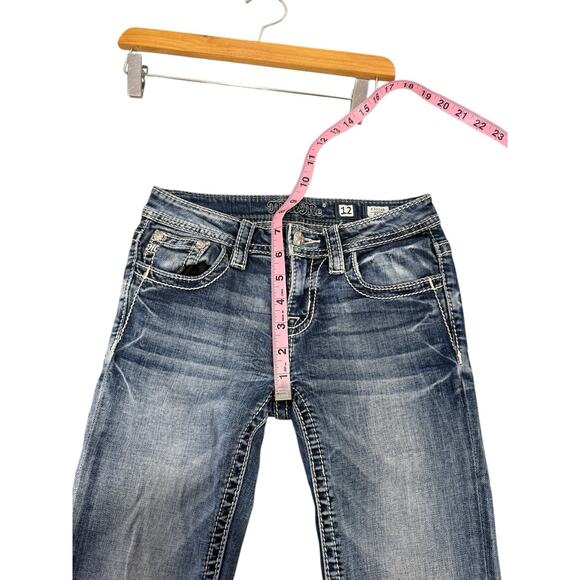 Miss Me Kids Girls Bootcut Bling Thick Stitch Medium Wash Horseshoe Jeans 12 - Picture 7 of 8